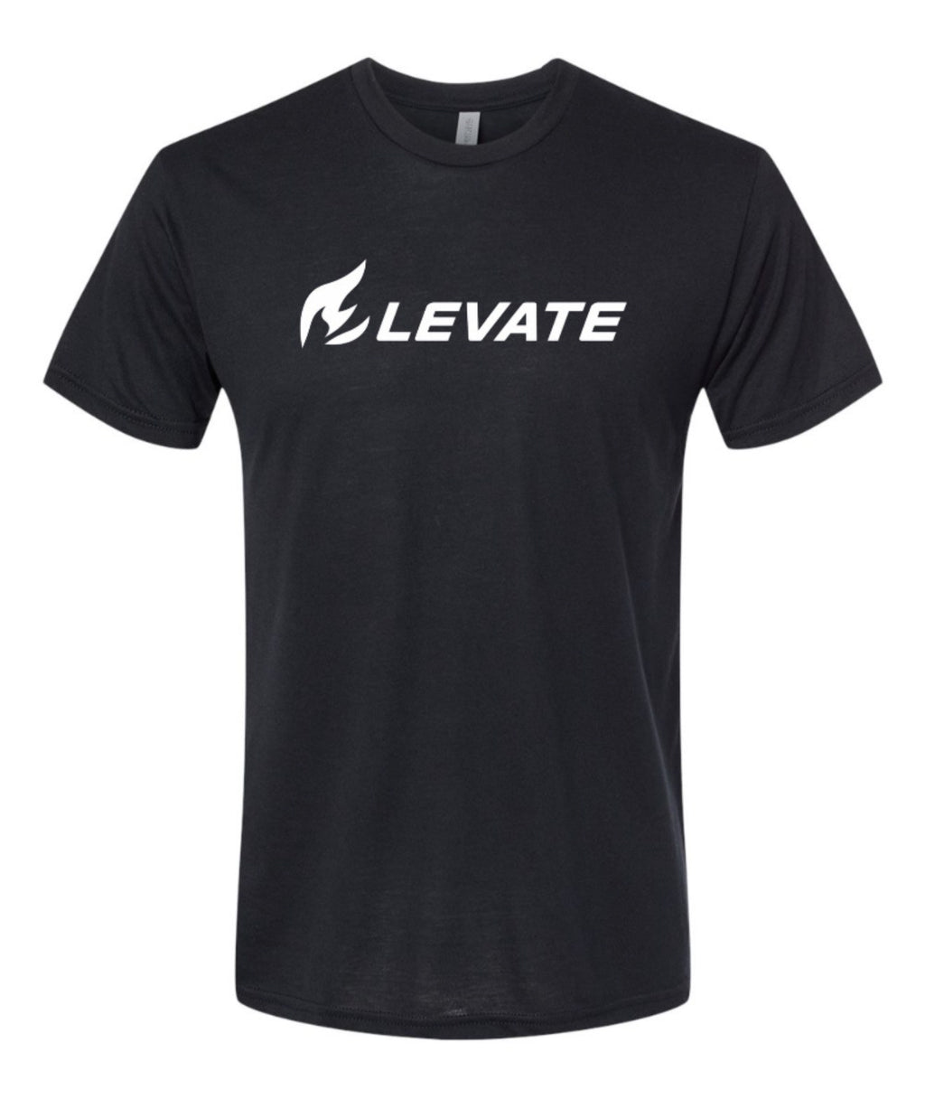 Elevate black tee with white flame logo