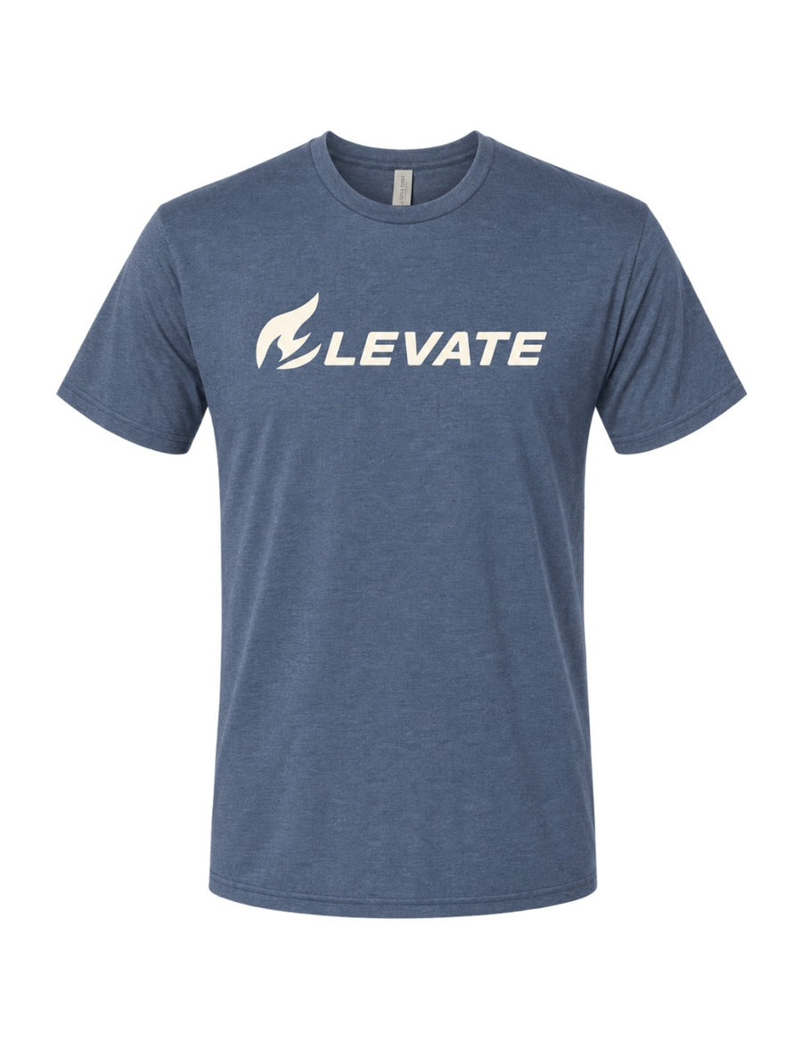 Navy Elevate Tee with the flame logo
